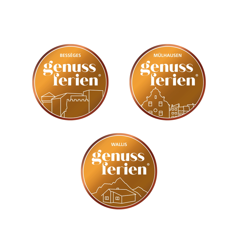 Standort-Logos für genussferien® – individuelle Versionen des Hauptlogos für verschiedene Reiseorte