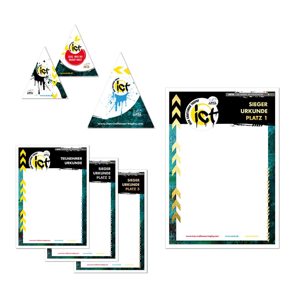 ARTA Handwerker Event Erscheinungsbild Fahne Tischfahne Briefpapier Urkunden