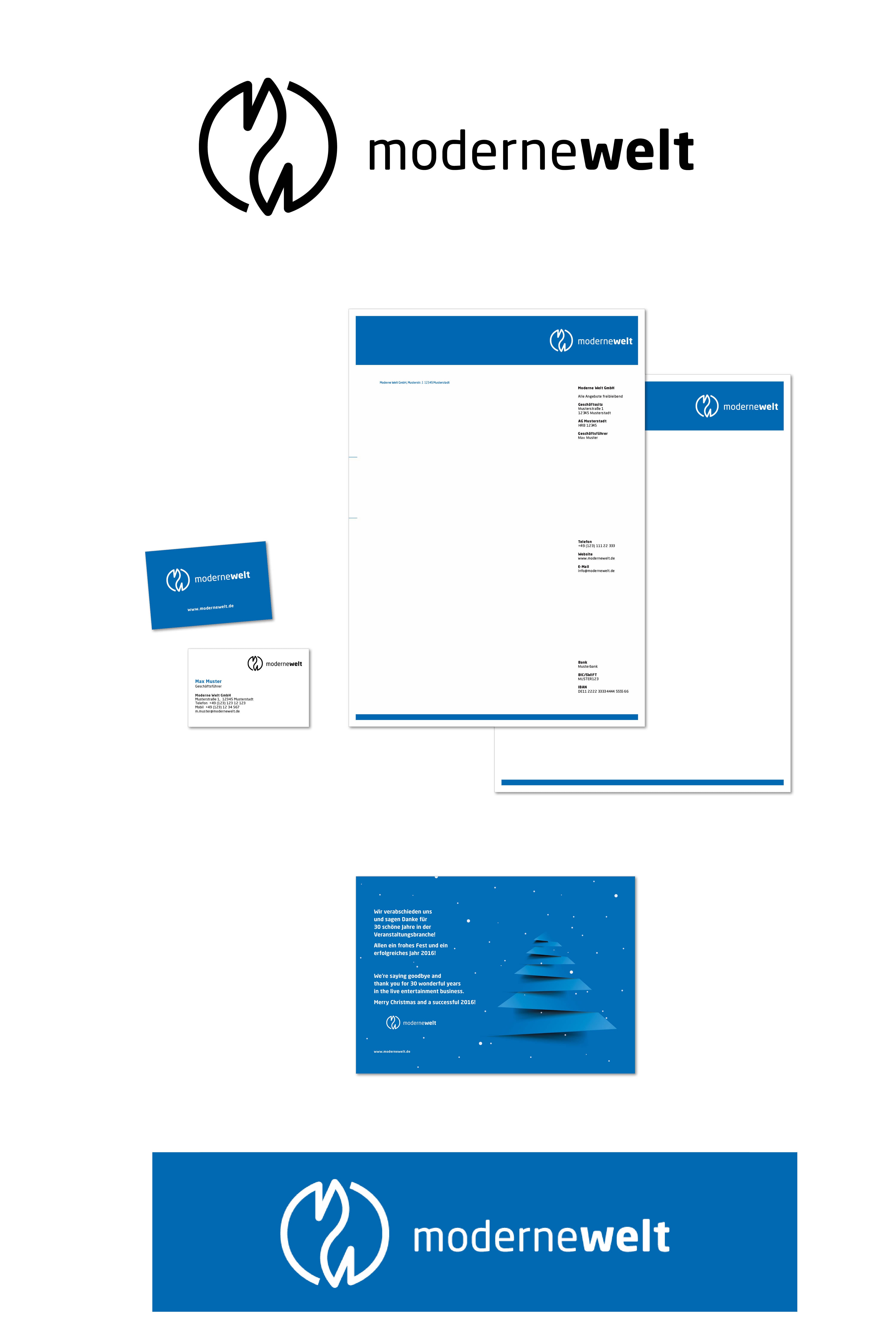 Redesign Werbung Logo Visitenkarten Event Agentur Moderne Welt Stuttgart