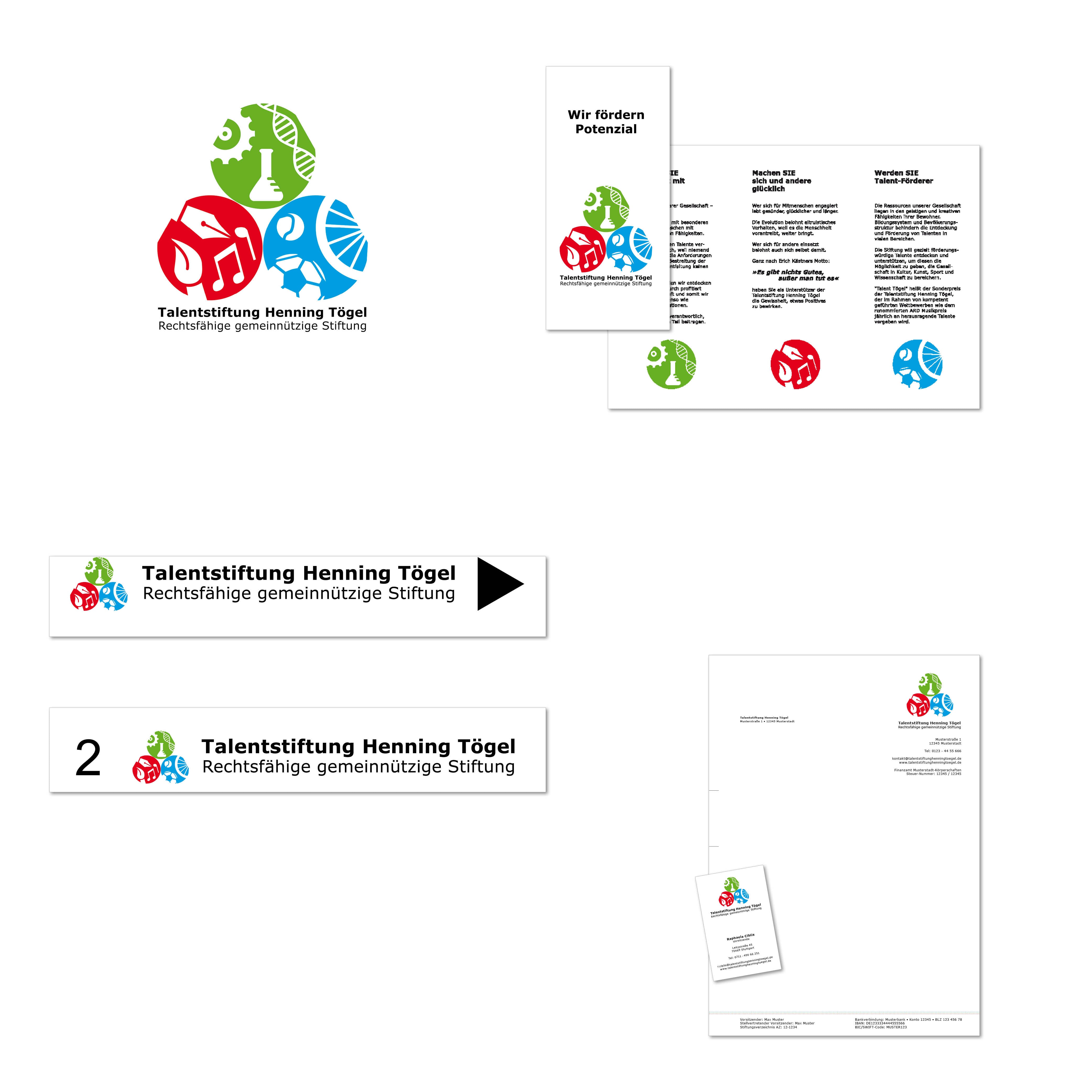 Corporate Design Logo Werbung Stiftung Talentstiftung Henning Tögel